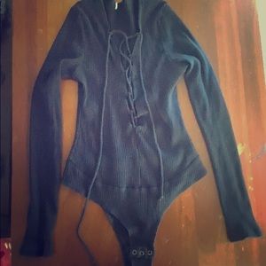 Navy blue Lace up body onesie size small
